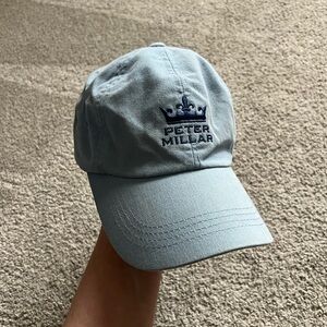 Peter Millar Hat Blue Adjustable Embroidered Spell Out Logo Men Golf Dad